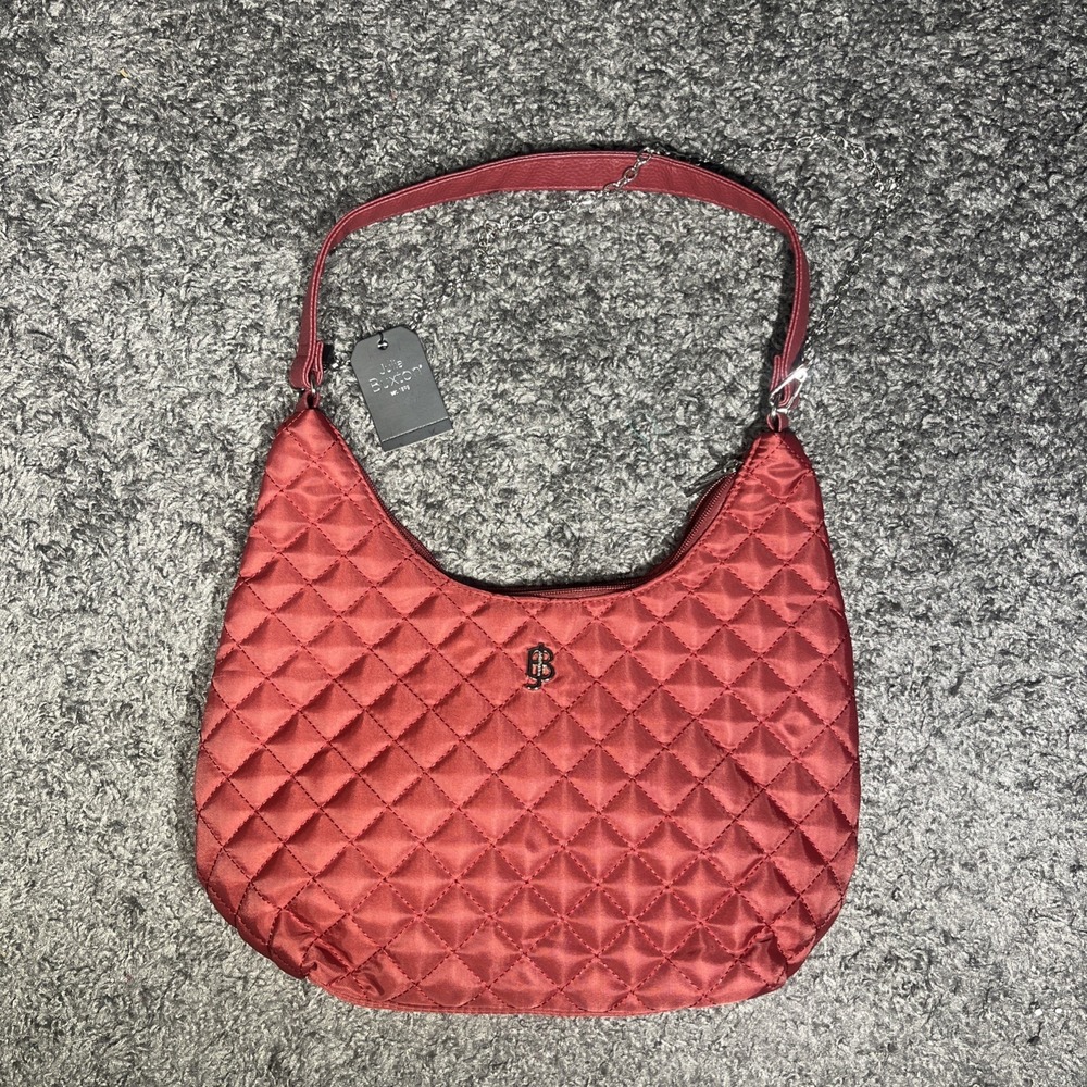 Julia Buxton Quilted Hobo With Chain‎ Strap Oxblood Burgundy Purse